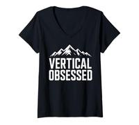 Womens Mountain Climber Vertical Obsessed Mountaineer V-Neck T-Shirt