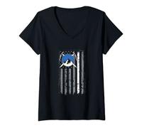 Womens Mountain Rescue American Flag Search Team Rescue V-Neck T-Shirt