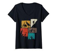 Women's Mountain Vintage Collage Hiker V-Neck T-Shirt