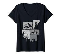 Women's Mountain Vintage Collage Hiker V-Neck T-Shirt