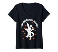 Women's Mountaineering Mountain Rock Climber Bunny Rabbit Hare V-Neck T-Shirt