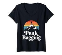 Womens Mountains Peak Bagging Munros Camping Hiking Walking Holiday V-Neck T-Shirt
