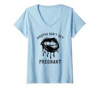 Womens Mouths Don't Get Pregnant Lips V-Neck T-Shirt
