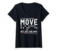 Womens Move Get Out The Way White Cane Awareness Day V-Neck T-Shirt