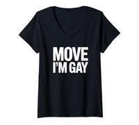 Women's Move I'm Gay - Funny Pride V-Neck T-Shirt