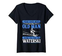 Women's Move Over Boys let This Old man Show You How to Waterski V-Neck T-Shirt