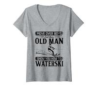 Women's Move Over Boys let This Old man Show You How to Waterski V-Neck T-Shirt