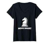 Women's Move Smart Knight Minimal Chess Graphic V-Neck T-Shirt