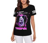 Women's Movie Horror Art Round Neck T-Shirt Multi-Panel Printed Tee Shirt Stylish Versatile Unlock Your Personalized Summer Outfits Multicoloured M