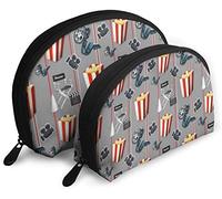 Womens Movies Watcher Popcorn Travel Cosmetic Bags Waterproof 2PC Makeup Clutch Pouch Cosmetic and Toiletries Organizer Bag Portable Travel Toiletry Pouch Girls