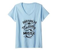 Womens Moving To Australia Gift Australian Souvenir V-Neck T-Shirt