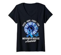 Womens Moyamoya Disease Awareness Butterfly Supportive Vibe V-Neck T-Shirt