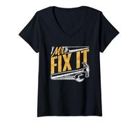 Women's Mr Fix It Repair Fixing Tinkerer Handyman Mr Fix It V-Neck T-Shirt