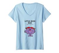 Women's Mr. Men Little Miss Bad V-Neck T-Shirt, Baby Blue, X-Large