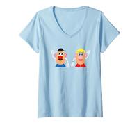 Womens Mr Potato Head And Mrs Potato Head Wave V-Neck T-Shirt