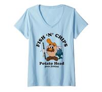 Women's Mr Potato Head Classic Fish N Chips V-Neck T-Shirt