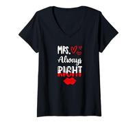 Women's Mr Right Mrs Always Right V-Neck T-Shirt