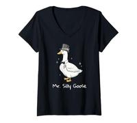 Women's Mr Silly Groom Goose Funny Wedding Marriage V-Neck T-Shirt