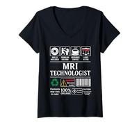 Womens MRI Technologist Warning Sarcasm Inside Skills Coffee Wine V-Neck T-Shirt