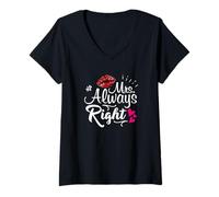 Womens Mrs Always Right T-shirt | Marriage Engagement Wedding Shirt V-Neck T-Shirt
