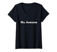 Womens Mrs. Awesome Shirt V-Neck T-Shirt