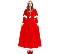 Women's Mrs Claus Costume,Santa Dress Up Costume Xmas Fancy Outfits Womens Party Dresses Adult Costumes Christmas Pudding Long Sleeve Flared Jumpsuit With Santa Hat (Red #2,M)