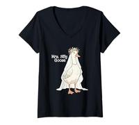 Women's Mrs. Silly Goose - Wedding Bride Bridal Shower Marriage V-Neck T-Shirt