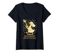 Womens Mrs. Silly Goose Wedding On The Loose Honkin Before The Knot V-Neck T-Shirt