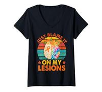 Women's MS Awareness Multiple Sclerosis Just Blame It On My Lesions V-Neck T-Shirt