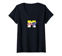 Women's MTV Classic 80s Style Keyboard V-Neck T-Shirt