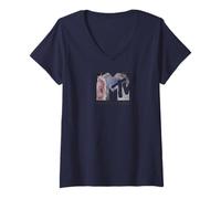Women's MTV Classic Galaxy Logo with Unicorn V-Neck T-Shirt