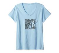 Women's MTV Zebra Print Classic Logo Pullover Hoodie V-Neck T-Shirt