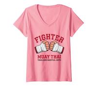 Womens Muay Thai Kickboxing Thailand V-Neck T-Shirt
