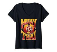 Womens Muay Thai Martial Arts Kickboxing Fighter Trainers V-Neck T-Shirt
