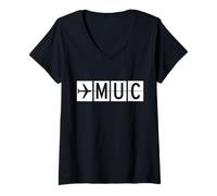 Womens MUC Munich Germany Airport V-Neck T-Shirt