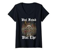 Women's Much Enemy Much Honor Fundsberg Landsknecht Double Mercenary V-Neck T-Shirt