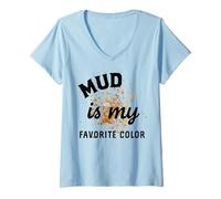 Womens Mud Run Shirts Women Girls Muddy Mud Is My Favorite Color V-Neck T-Shirt
