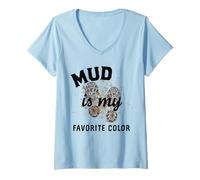 Womens Mud Run Team Women Girls Muddy Hair Mud Is My Favorite Color V-Neck T-Shirt