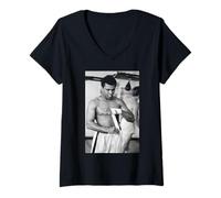 Womens Muhammad Ali Boxing Training Smokin' Joe Frazier Fight MSG V-Neck T-Shirt