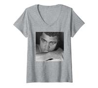 Womens Muhammad Ali Cassius Clay Trains Karl Mildenberger Boxing V-Neck T-Shirt
