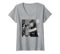 Womens Muhammad Ali Training For Brian London Boxing Match 1966 V-Neck T-Shirt