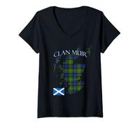 Womens Muir Scottish Clan Tartan Scotland V-Neck T-Shirt