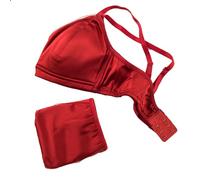 Women's Mulberry Silk Bras & Underwear Sets For Small Chest Gals Red Lingerie Set Sexy 2 Piece Bra And Panty Ultra-soft(Size:L/Large)