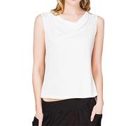 Womens Mulberry Silk Tank Top Sleeveless Vests Cowl Neck Knitted Silk Blouse Tops Undershirts Camisoles Tank T-Shirt (White,M)