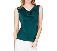Womens Mulberry Silk Tank Top Sleeveless Vests Cowl Neck Knitted Silk Blouse Tops Undershirts Camisoles Tank T-Shirt (Green,S)