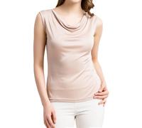Womens Mulberry Silk Tank Top Sleeveless Vests Cowl Neck Knitted Silk Blouse Tops Undershirts Camisoles Tank T-Shirt (Nude,M)