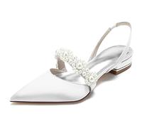 Women's Mule Heels, Pointed Toe Sandals, Pearl Ankle-Strap, 6.5 cm Comfortable Stiletto Heel, Slip-On Half-Slide Dress Shoes for Women, Summer Wedding Party,B,40