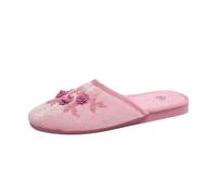 Womens Mule Slippers Flat Indoor House Slippers Warm Plush Slides | Slip On Slippers With Floral Print Cozy Closed Toe Slides Indoor House Shoes Winter Lounge Slippers