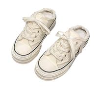 Women's Mule Trainers in Retro Design, Comfortable Slip-On Casual Shoes without Heel, Canvas Low Shoes with Fringes, Ideal for City, Everyday Life & Relaxed Walking, White, 7 UK