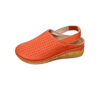 Women's Mules Front Closed Platform Sandals Women's Summer Elegant Summer Shoes Comfortable Leather Beach Sandals Non-Slip Women's Sandals Breathable Leisure Sandals Orthopaedic Sandals, orange, 7 UK
